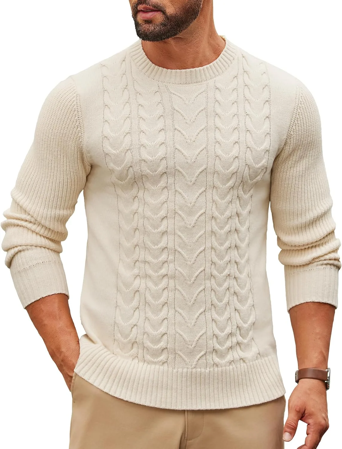 COOFANDY мужской свитер с кабельной вязкой
COOFANDY мужской свитер с кабельной вязкой