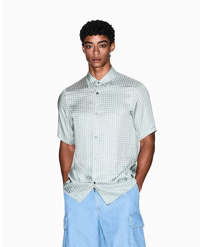 Мужская короткая рубашка с коротким рукавом из вискозы с геометрическим принтом A|X Armani Exchange, синий
Мужская короткая рубашка с коротким рукавом из вискозы с геометрическим принтом A|X Armani Exchange, синий