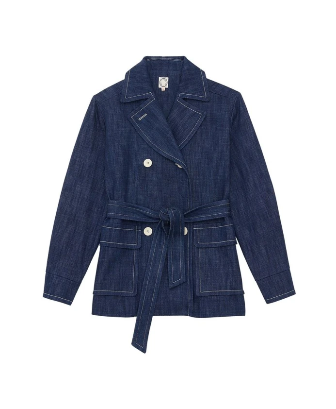 Двубортное пальто круглого кроя Ines De La Fressange Paris, синий 
Двубортное пальто круглого кроя Ines De La Fressange Paris, синий