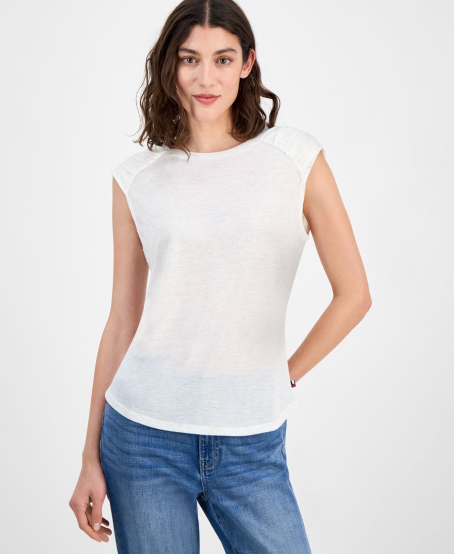 Женская блузка без рукавов с присборенными плечами Tommy Hilfiger, Ivory/ Gold
Женская блузка без рукавов с присборенными плечами Tommy Hilfiger, Ivory/ Gold