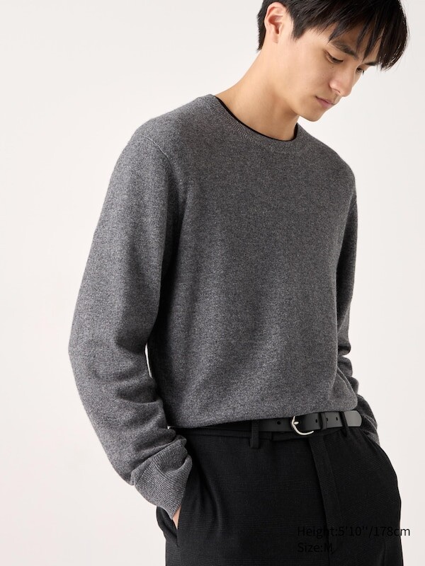 Джемпер Uniqlo Cashmere Crew Neck, серый 
Джемпер Uniqlo Cashmere Crew Neck, серый
