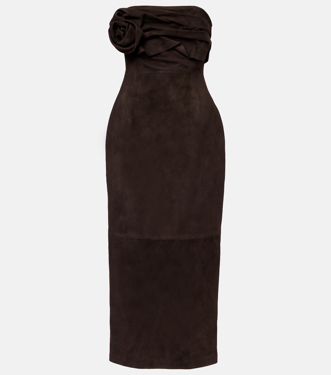 Замшевое платье миди с цветочной аппликацией Magda Butrym, коричневый
Замшевое платье миди с цветочной аппликацией Magda Butrym, коричневый