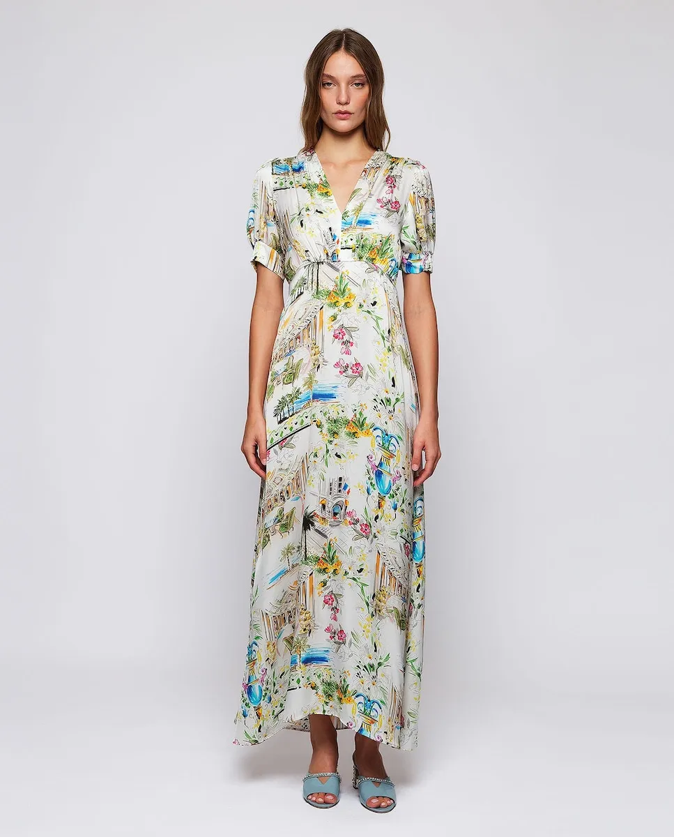 Длинное платье с фигурным принтом Mirto, белый
Длинное платье с фигурным принтом Mirto, белый