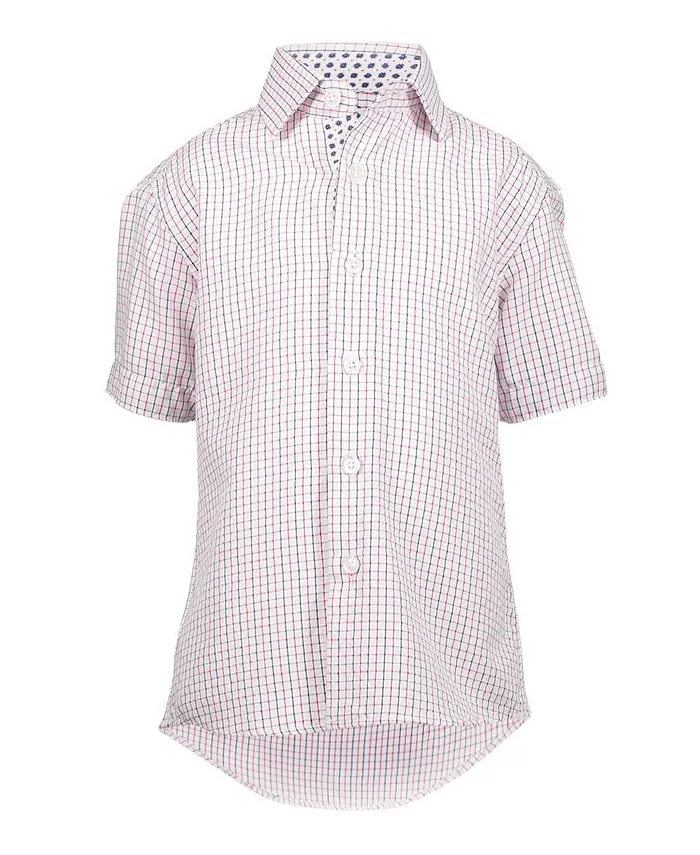 Красная рубашка с коротким рукавом в клетку для мальчиков, приталенная Elie Balleh, красный 
Красная рубашка с коротким рукавом в клетку для мальчиков, приталенная Elie Balleh, красный