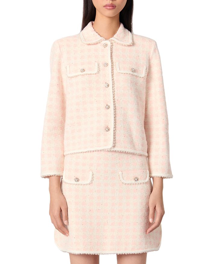 Трикотажный жакет с эффектом твида Maje, розовый
Трикотажный жакет с эффектом твида Maje, розовый
