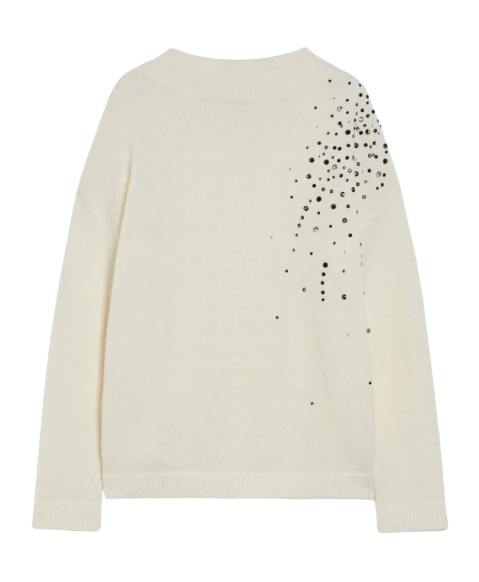 Свободный пуловер со стразами Pennyblack, белый
Свободный пуловер со стразами Pennyblack, белый