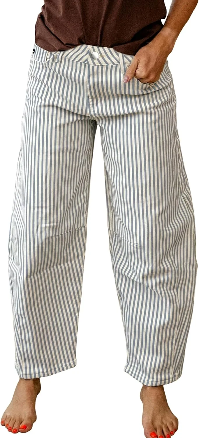 Брюки для женщин Khaki Stripe Casual Barrel Jeans Opemiby
Брюки для женщин Khaki Stripe Casual Barrel Jeans Opemiby