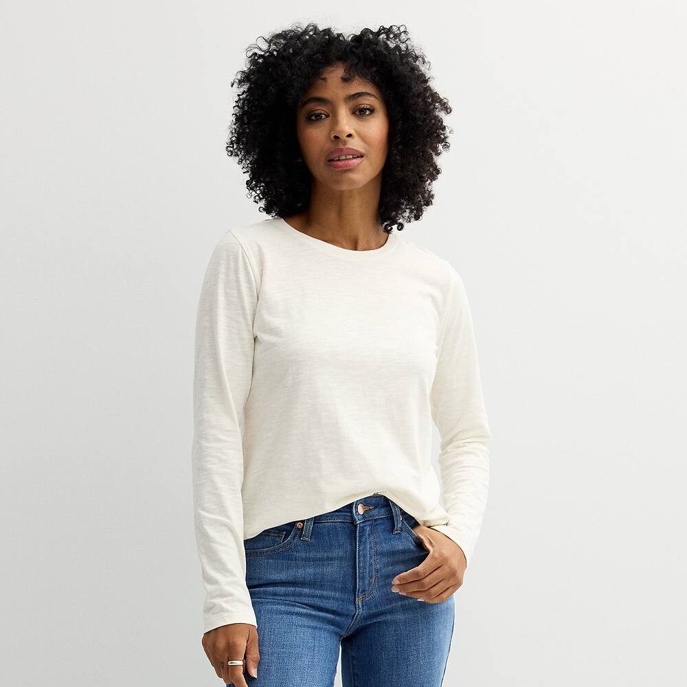 Женская повседневная футболка Sonoma Goods For Life с круглым вырезом и длинными рукавами, цвет Ivory Silk
Женская повседневная футболка Sonoma Goods For Life с круглым вырезом и длинными рукавами, цвет Ivory Silk