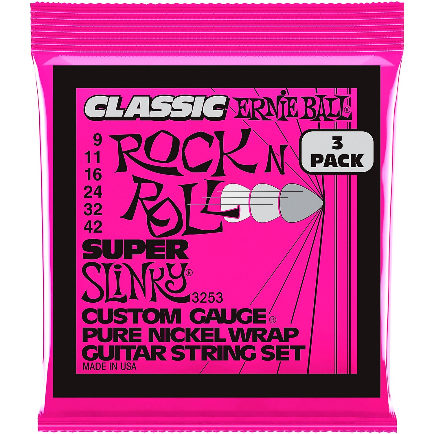 Ernie Ball Super Slinky Classic Rock N Roll обертка из чистого никеля 9–42 Струны для электрогитары, набор из 3 штук 09–42
Ernie Ball Super Slinky Classic Rock N Roll обертка из чистого никеля 9–42 Струны для электрогитары, набор из 3 штук 09–42