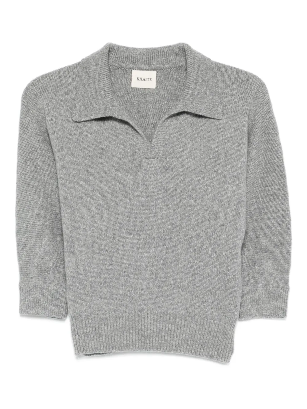 Кашемировый свитер с воротником-поло KHAITE, серый
Кашемировый свитер с воротником-поло KHAITE, серый