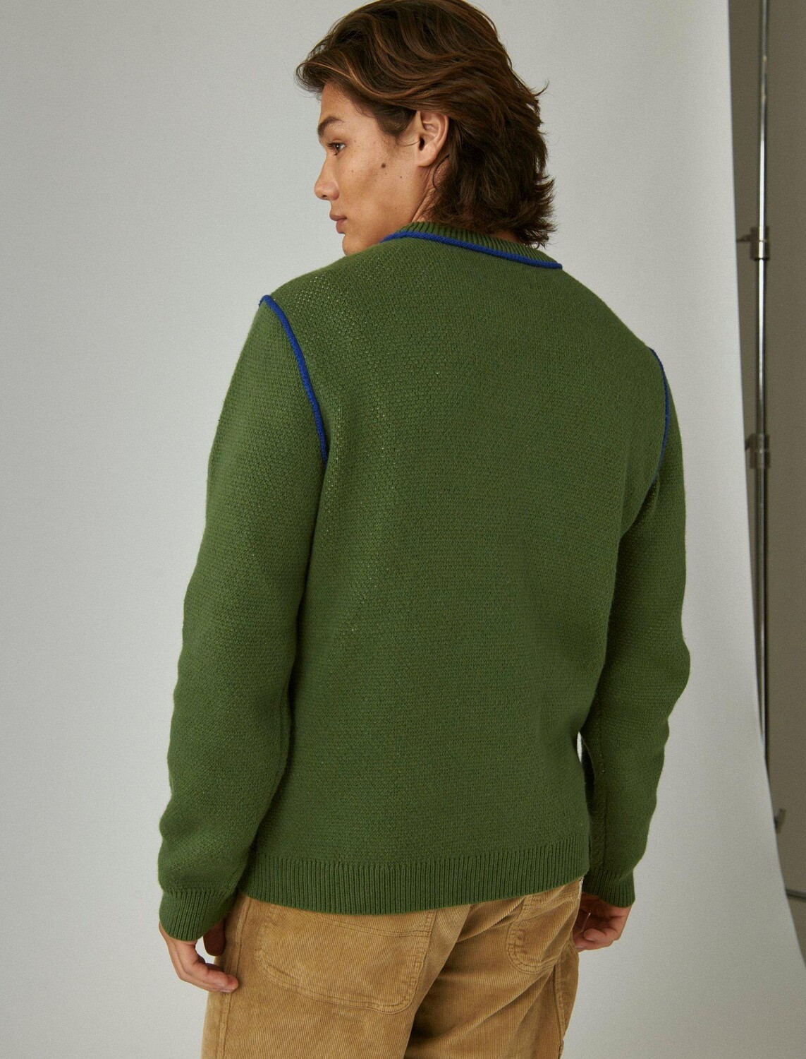 Мужской свитер с круглым вырезом цвета интарсии Lucky Brand, цвет Dark Green 
Мужской свитер с круглым вырезом цвета интарсии Lucky Brand, цвет Dark Green