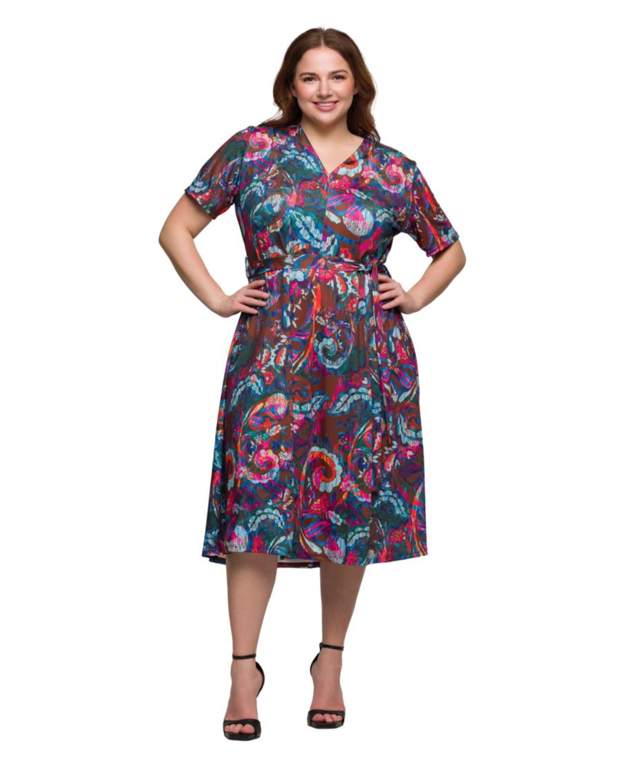 Платье миди с короткими рукавами и поясом на талии, с принтом, больших размеров 24seven Comfort Apparel, Pink Multi
Платье миди с короткими рукавами и поясом на талии, с принтом, больших размеров 24seven Comfort Apparel, Pink Multi