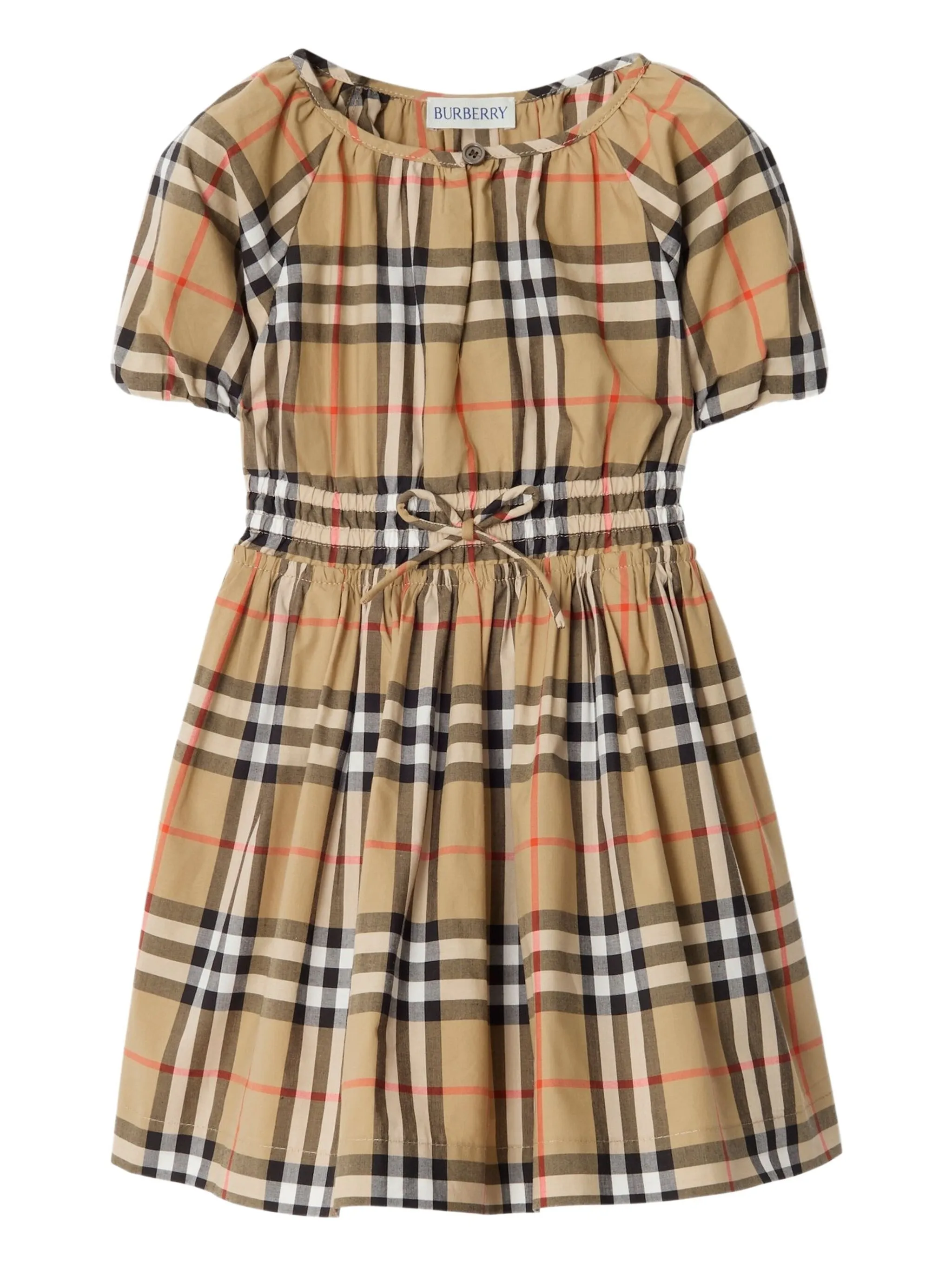 Клетчатое платье с объемными рукавами Burberry Kids, нейтральный
Клетчатое платье с объемными рукавами Burberry Kids, нейтральный
