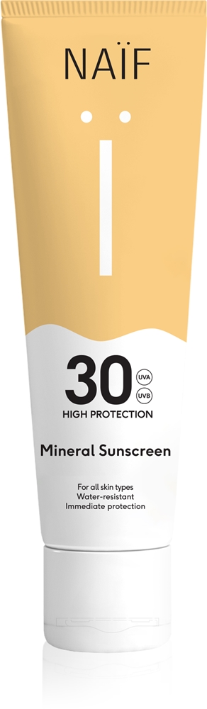 Солнцезащитный крем с минеральным солнцезащитным фактором SPF 30 Naif, atsparus vandeniui 100 мл
Солнцезащитный крем с минеральным солнцезащитным фактором SPF 30 Naif, atsparus vandeniui 100 мл