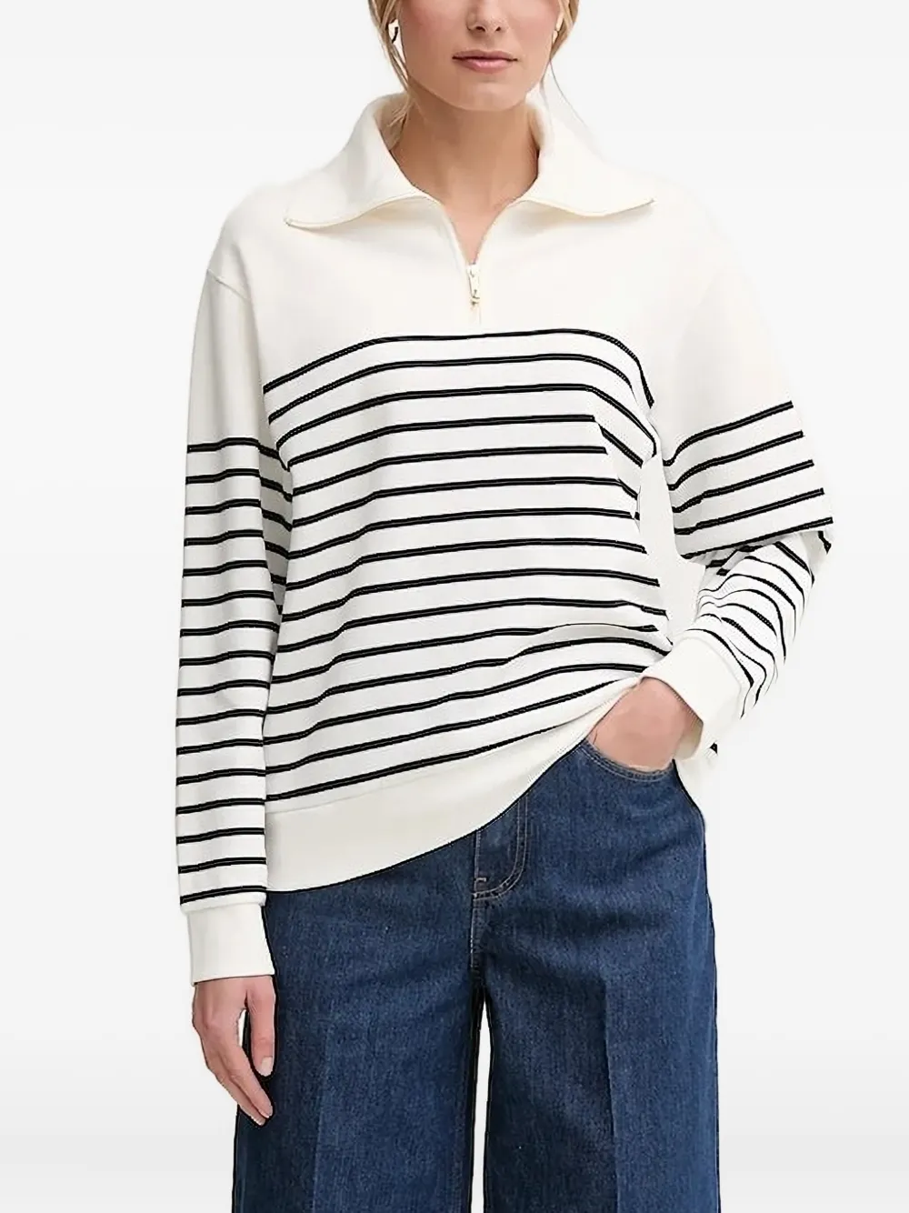 Полосатый свитер с полумолнией Gant, белый
Полосатый свитер с полумолнией Gant, белый