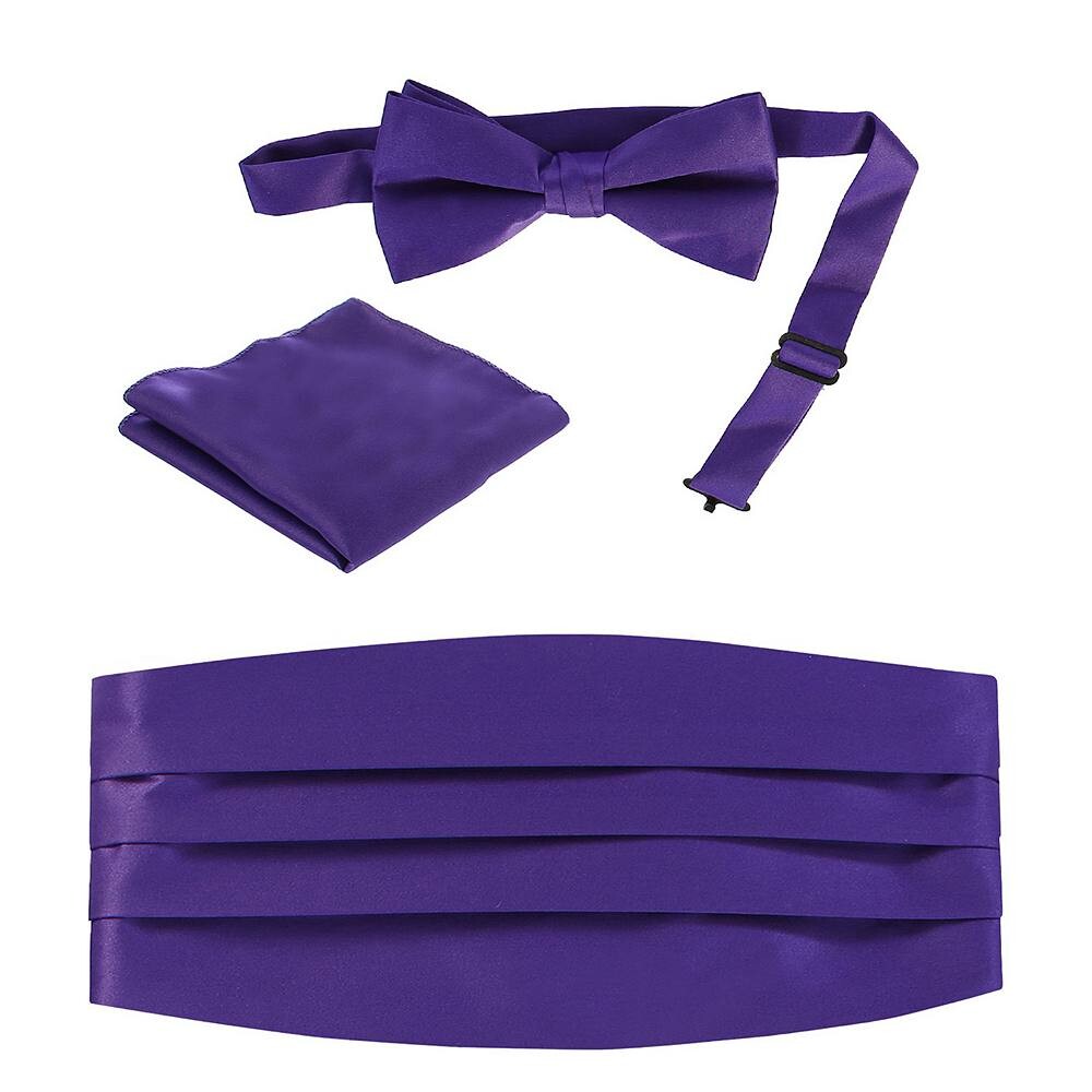 Мужской регулируемый комплект из атласа и пояса с узором пейсли Gioberti, фиолетовый 
Мужской регулируемый комплект из атласа и пояса с узором пейсли Gioberti, фиолетовый