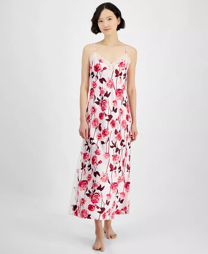 Женская атласная ночная сорочка с кружевной отделкой I.N.C. International Concepts, розовый