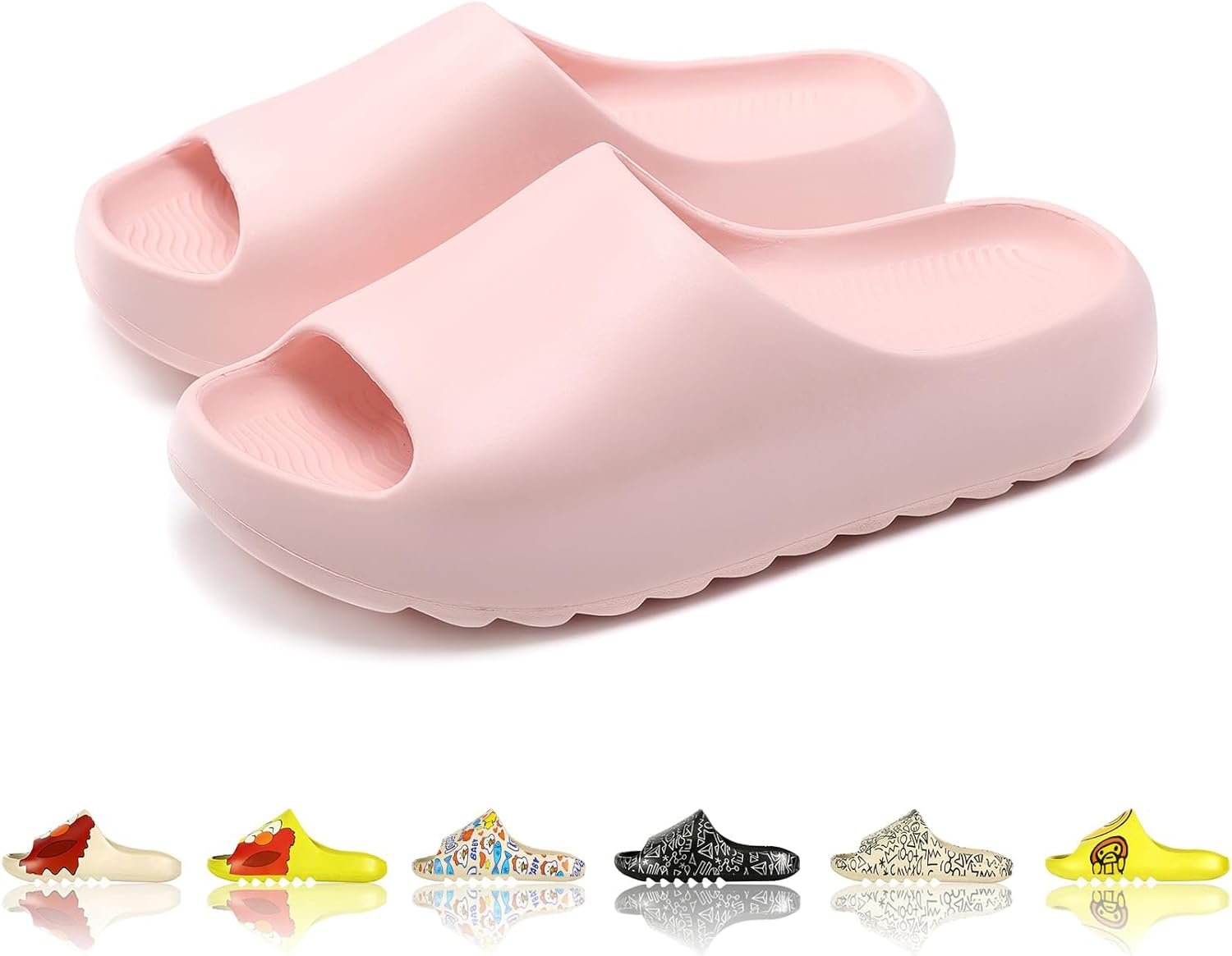 Мужские и женские тапочки-сланцы с облачной подушкой EVA, милый мультяшный принт, нескользящие для душа, с открытым носком, для ванной, дома, спа, тренажерного зала, мягкая и удобная обувь Tptoes, розовый
Мужские и женские тапочки-сланцы с облачной подушкой EVA, милый мультяшный принт, нескользящие для душа, с открытым носком, для ванной, дома, спа, тренажерного зала, мягкая и удобная обувь Tptoes, розовый