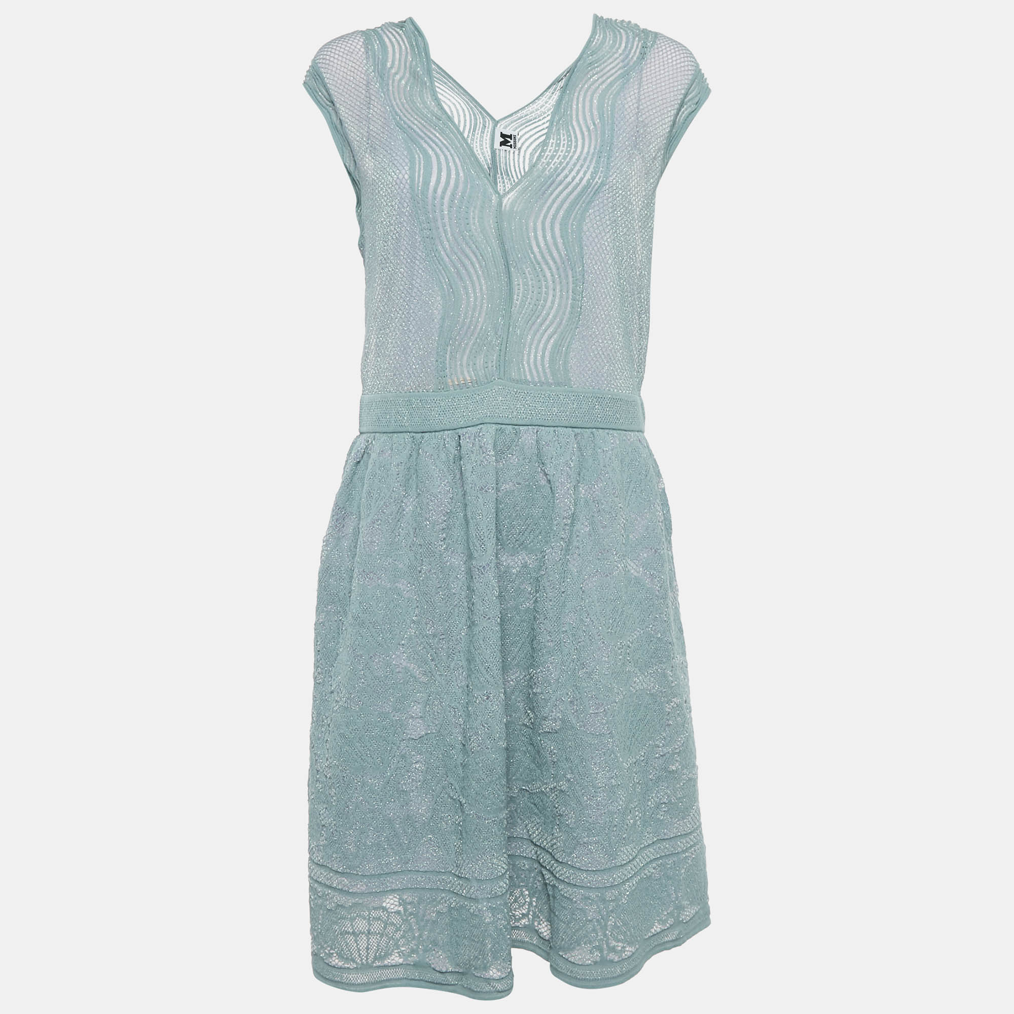 M Missoni Платье-трапеция Missoni, голубое, с люрексом и принтом "морская ракушка", расклешенное
M Missoni Платье-трапеция Missoni, голубое, с люрексом и принтом "морская ракушка", расклешенное