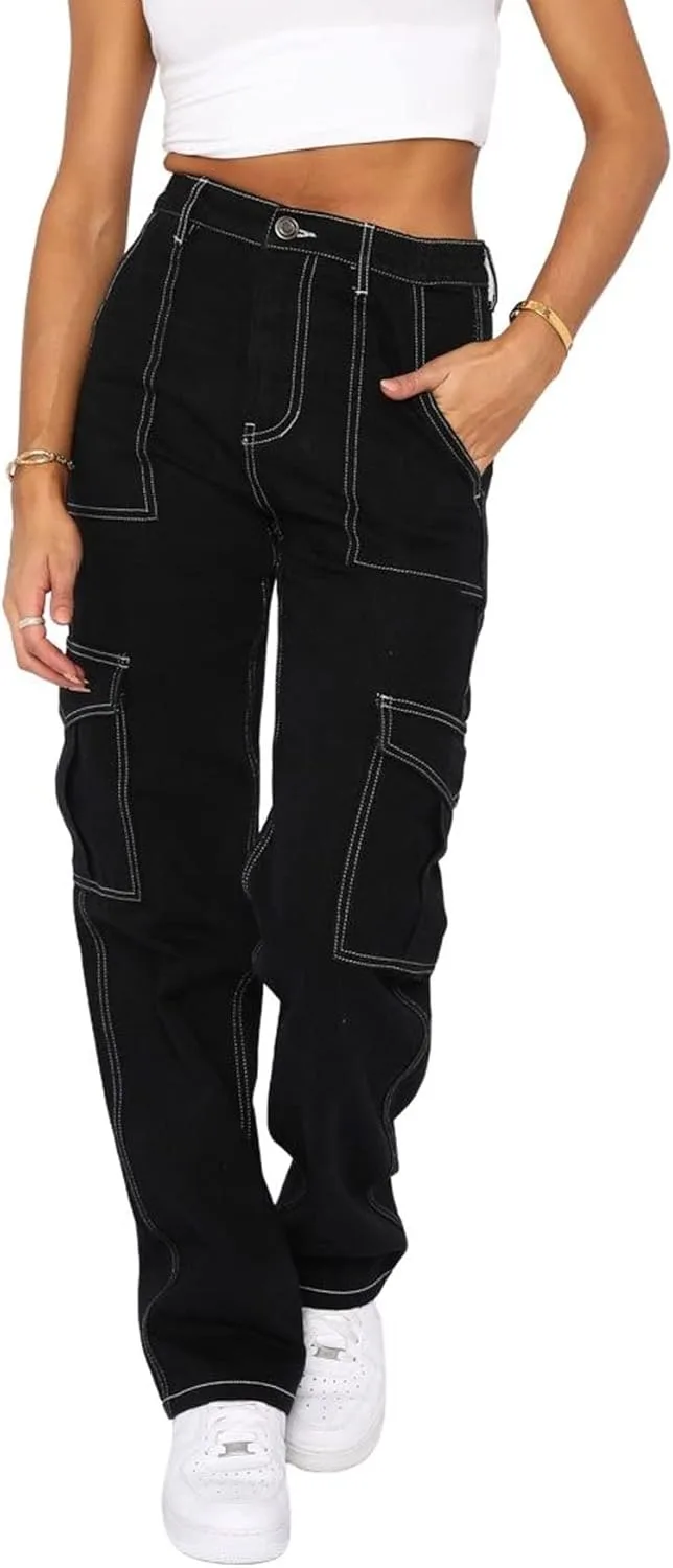 CHARTOU женские джинсы в стиле Y2k, mid-rise, широкие, прямые, карго
CHARTOU женские джинсы в стиле Y2k, mid-rise, широкие, прямые, карго