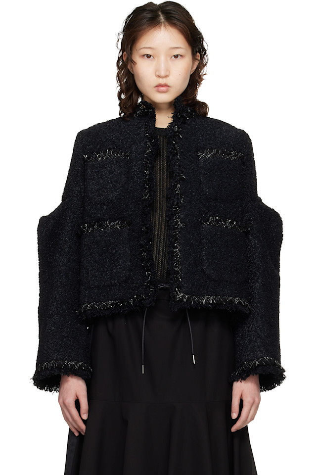 Твидовый пиджак Sacai, черный
Твидовый пиджак Sacai, черный