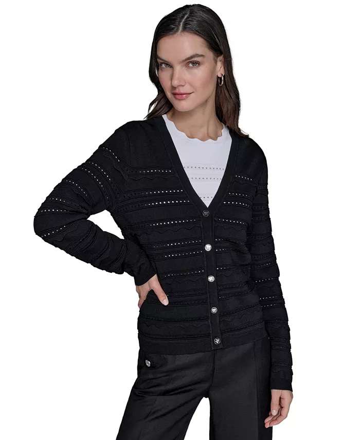 Женский кардиган с воланом KARL LAGERFELD PARIS, черный
Женский кардиган с воланом KARL LAGERFELD PARIS, черный