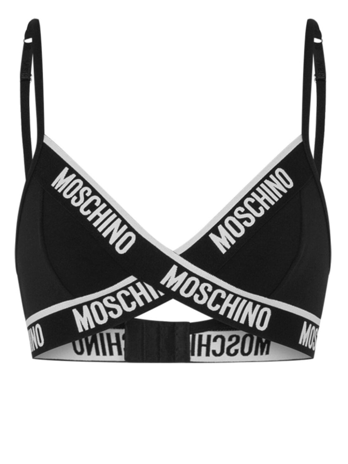 Moschino бюстгальтер с треугольными чашками и логотипом, черный 
Moschino бюстгальтер с треугольными чашками и логотипом, черный