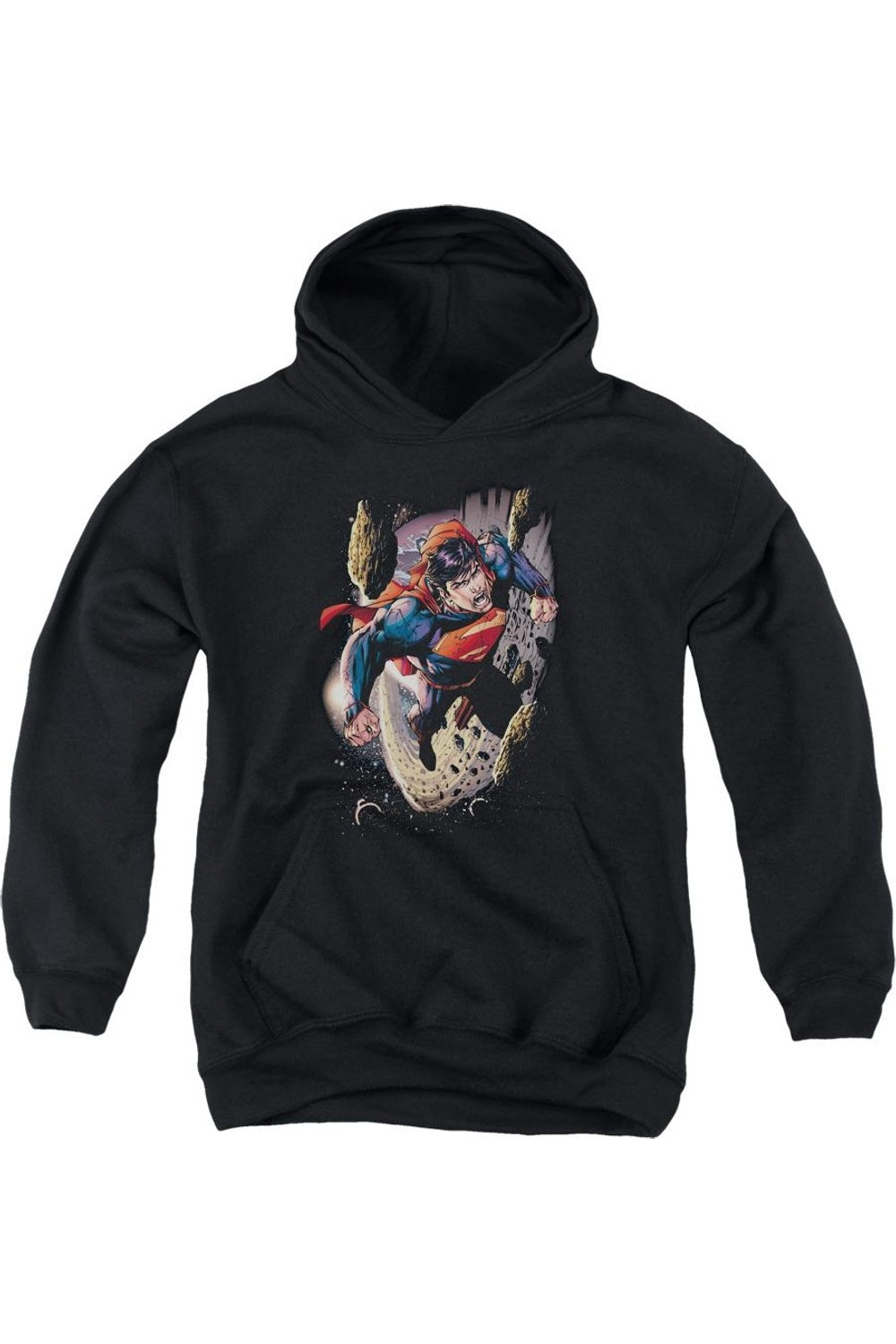 Супермен Орбит молодежная толстовка с капюшоном Gildan, черный 
Супермен Орбит молодежная толстовка с капюшоном Gildan, черный