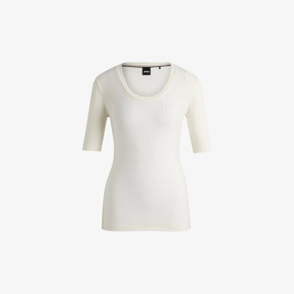 Топ из эластичного трикотажного полотна с круглым вырезом Boss, белый
Топ из эластичного трикотажного полотна с круглым вырезом Boss, белый