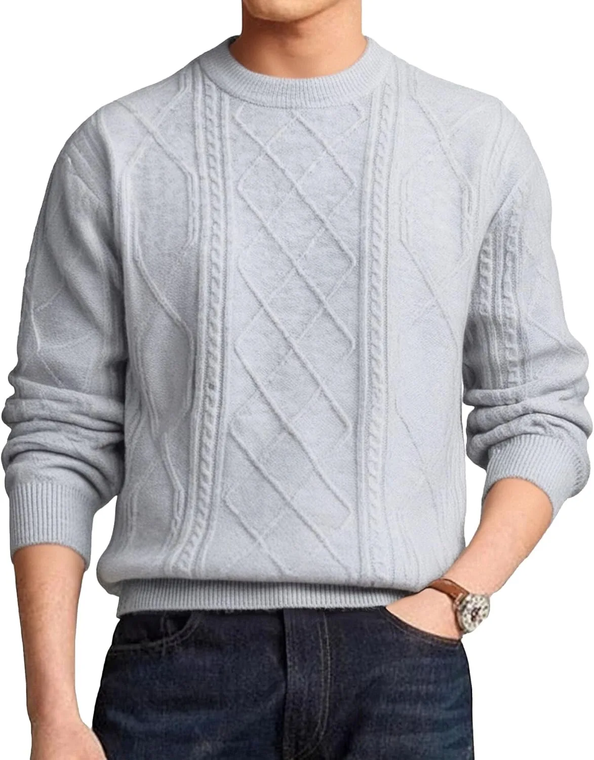 Мужской свитер кабельной вязки солид винтаж slim fit DGHM-JLMY
Мужской свитер кабельной вязки солид винтаж slim fit DGHM-JLMY