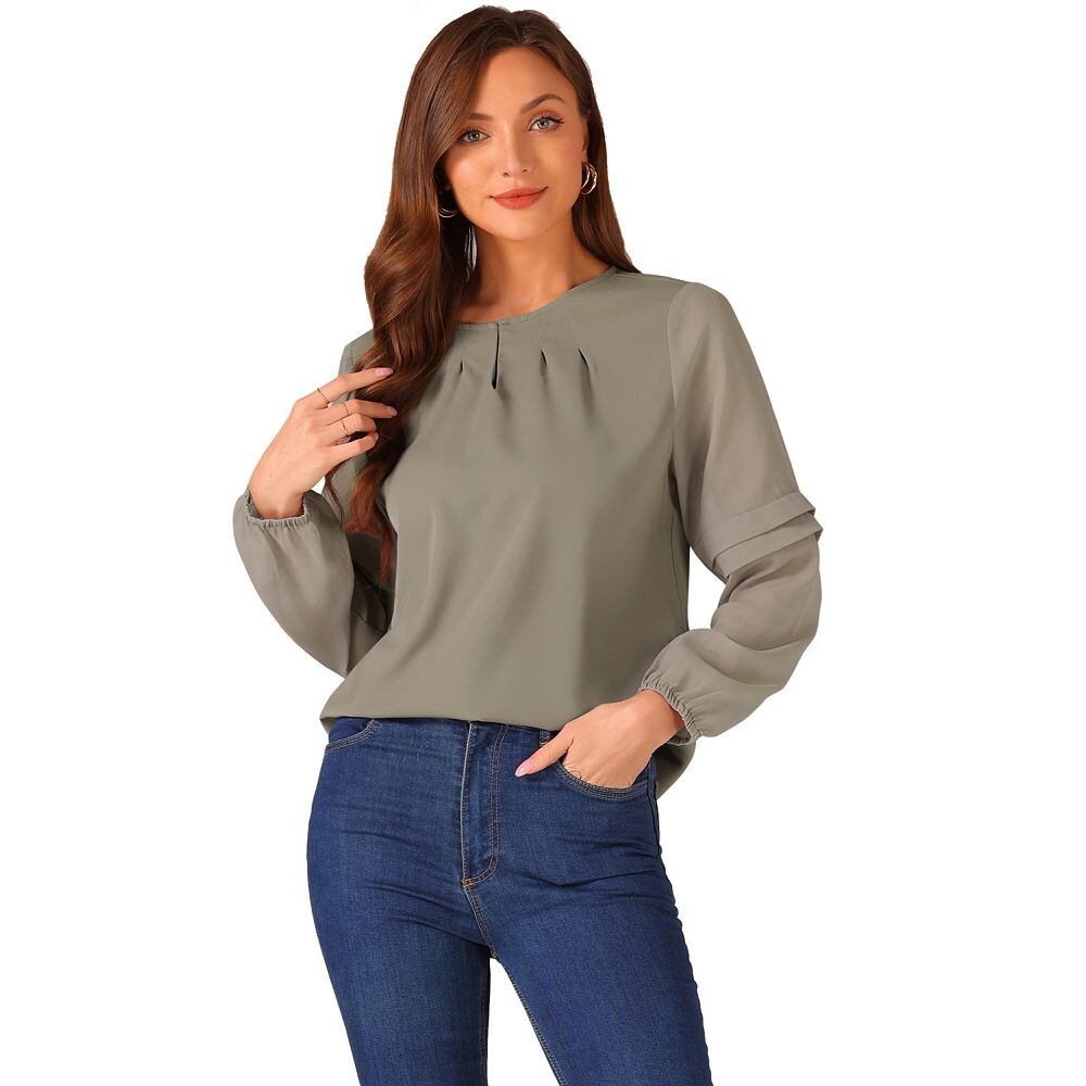 Женские рабочие топы, шифоновая рубашка, полупрозрачная элегантная блузка с вырезом под горло ALLEGRA K, цвет Brown Grey
Женские рабочие топы, шифоновая рубашка, полупрозрачная элегантная блузка с вырезом под горло ALLEGRA K, цвет Brown Grey