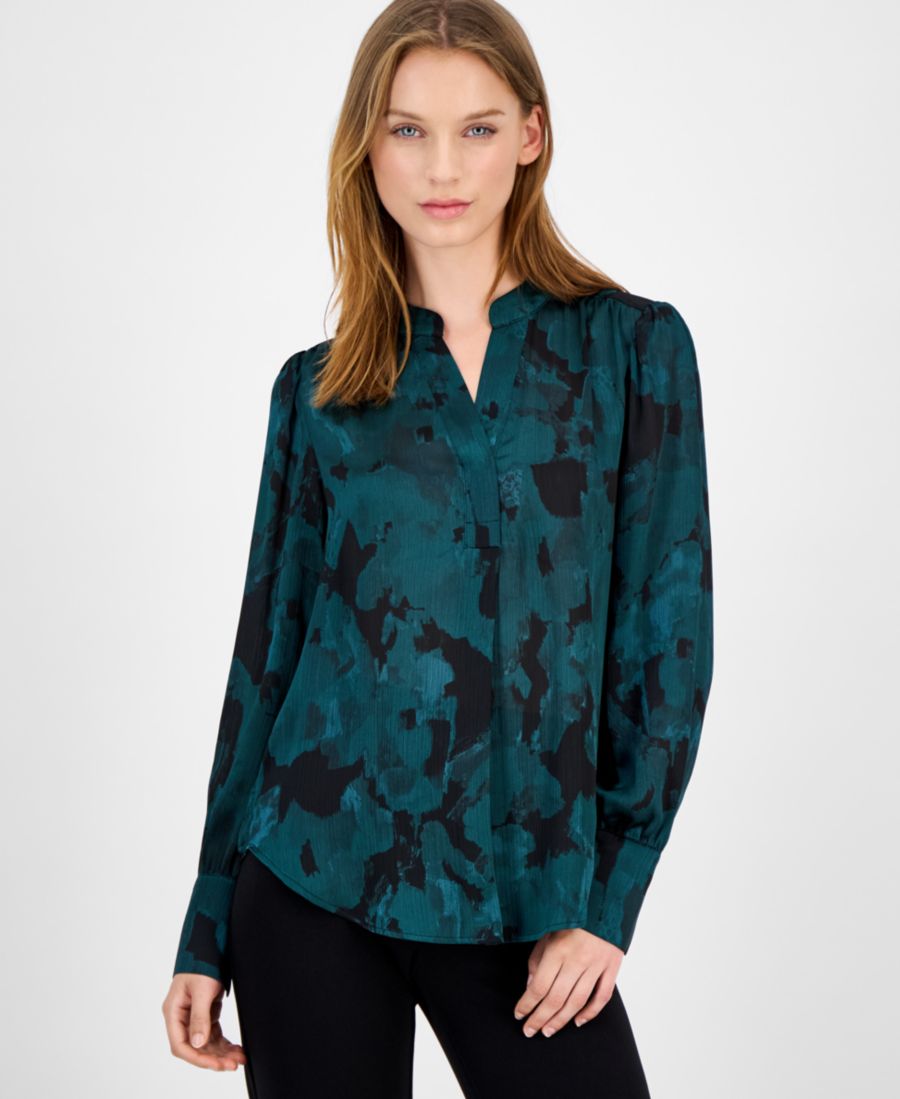 Женская атласная блузка с цветочным принтом и складками спереди Anne Klein, Pine Forest Multi
Женская атласная блузка с цветочным принтом и складками спереди Anne Klein, Pine Forest Multi