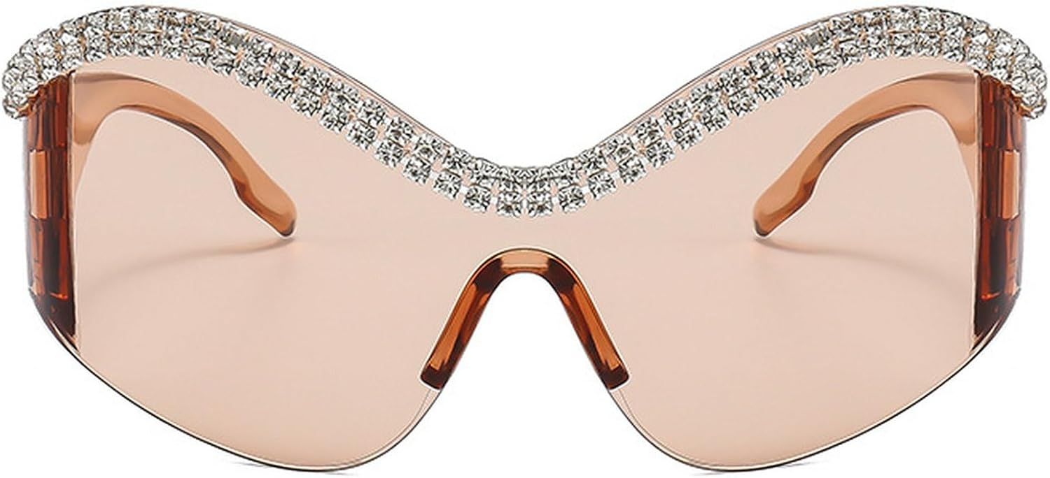 Модные солнцезащитные очки-маска со стразами для женщин и мужчин, большие, серебристые, зеркальные, футуристические, в форме щита, с бриллиантовым блеском mincl, Brown
Модные солнцезащитные очки-маска со стразами для женщин и мужчин, большие, серебристые, зеркальные, футуристические, в форме щита, с бриллиантовым блеском mincl, Brown