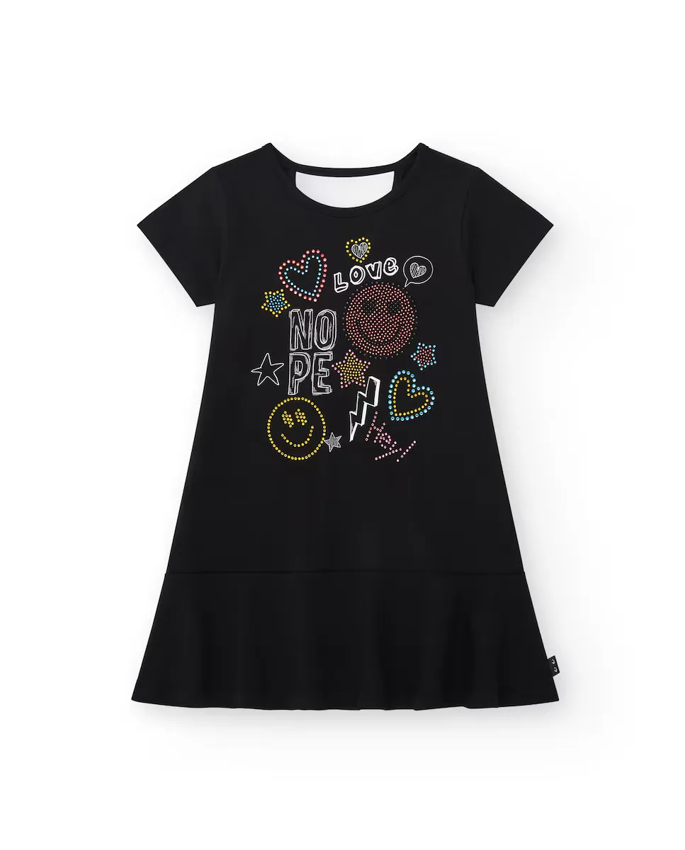 Платье для девочки с короткими рукавами и стразами Tuc tuc, черный
Платье для девочки с короткими рукавами и стразами Tuc tuc, черный