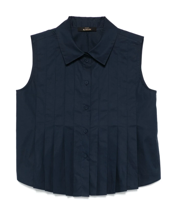 Классическая блузка без рукавов с воротником синего цвета Twinset, синий
Классическая блузка без рукавов с воротником синего цвета Twinset, синий