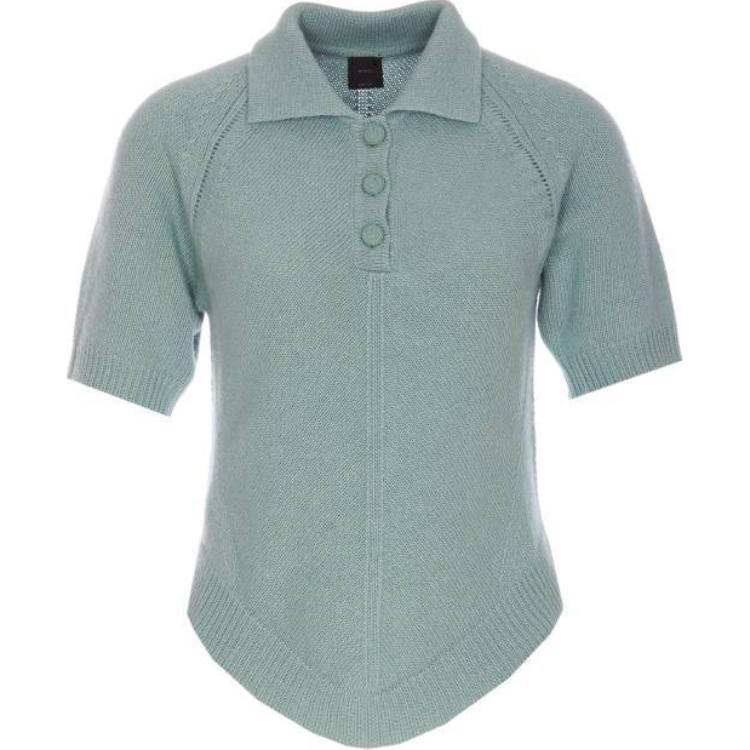 Футболка-поло с асимметричным подолом PINKO, зелёная 
Футболка-поло с асимметричным подолом PINKO, зелёная