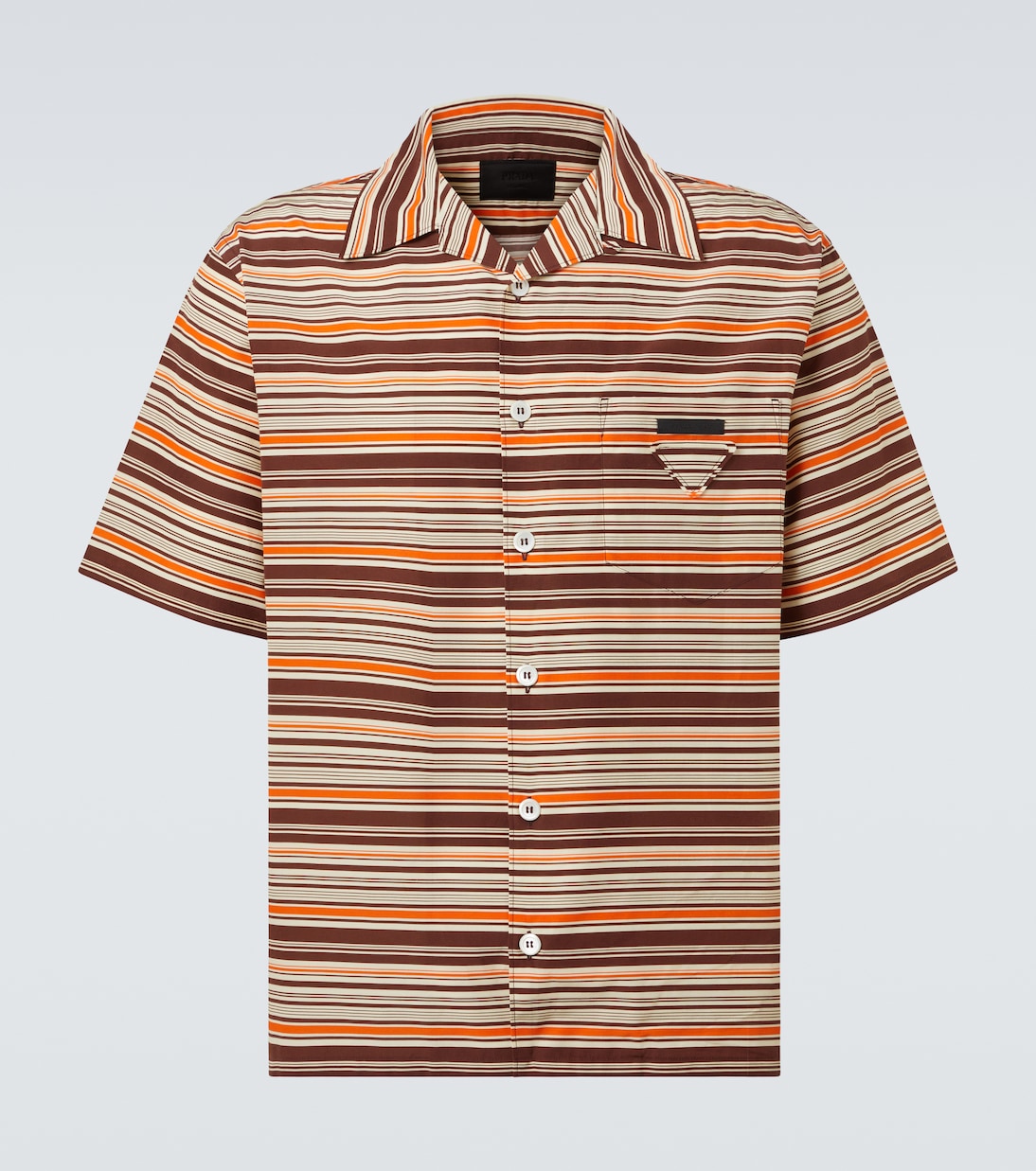 Полосатая рубашка для боулинга из хлопка и шелка Prada, Bruciato
Полосатая рубашка для боулинга из хлопка и шелка Prada, Bruciato