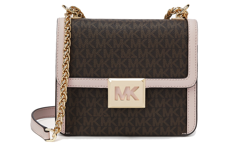 Соня Кожаная Сумка Через Плечо Темно-Коричневая Светло-Розовая MICHAEL KORS