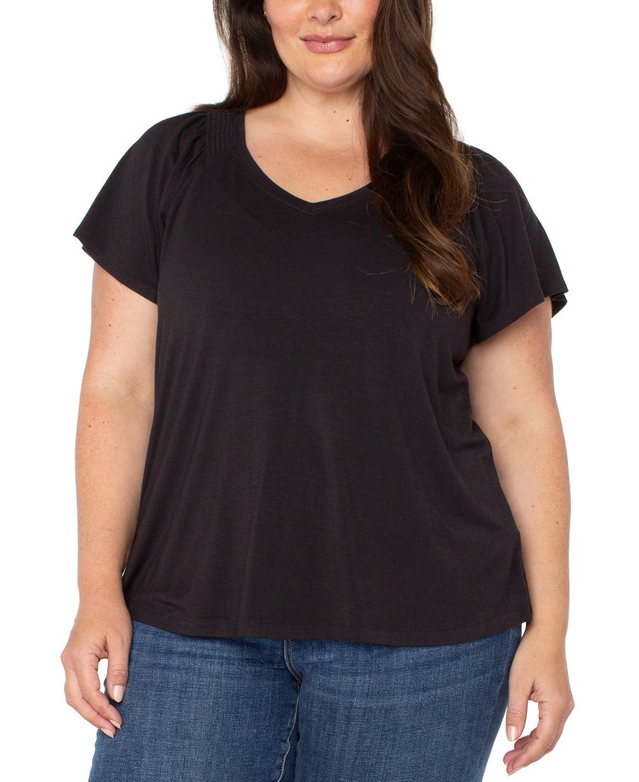 Топ большого размера с V-образным вырезом и рукавами-воланами от "Ливерпуля" Liverpool Los Angeles, Black
Топ большого размера с V-образным вырезом и рукавами-воланами от "Ливерпуля" Liverpool Los Angeles, Black