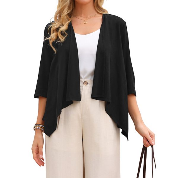 Женский кардиган из льна с рукавом 3/4 и открытой передней частью Inspire Chic, Black
Женский кардиган из льна с рукавом 3/4 и открытой передней частью Inspire Chic, Black