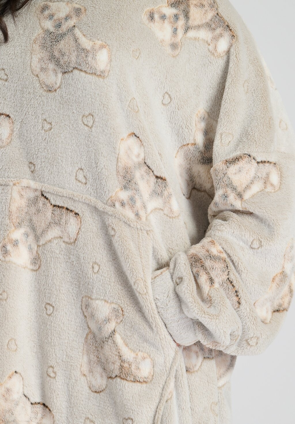 Ночная рубашка LUXURY TEDDY BEAR FLEECE SNUGGLE HOODIE Loungeable, серо-коричневый 
Ночная рубашка LUXURY TEDDY BEAR FLEECE SNUGGLE HOODIE Loungeable, серо-коричневый