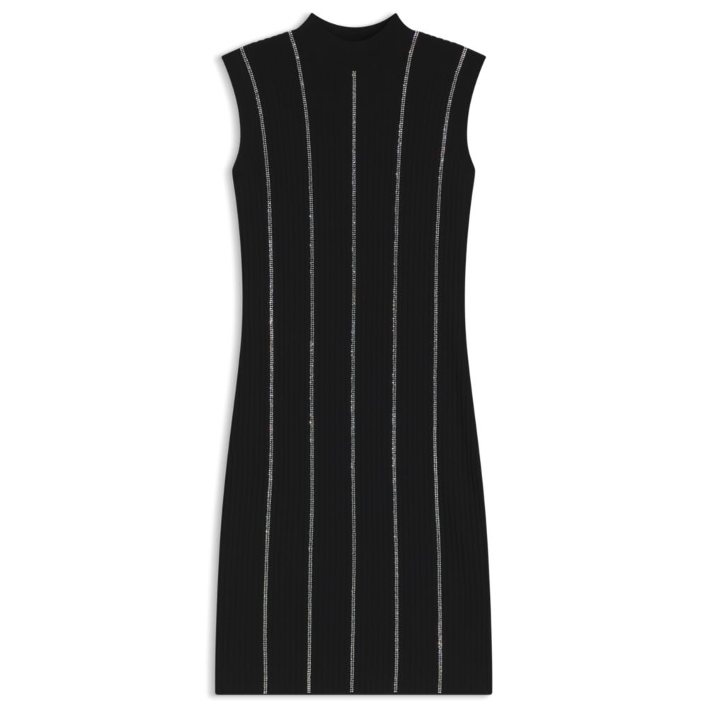 Вязаное платье-футляр с полосками из страз HUGO, черный
Вязаное платье-футляр с полосками из страз HUGO, черный