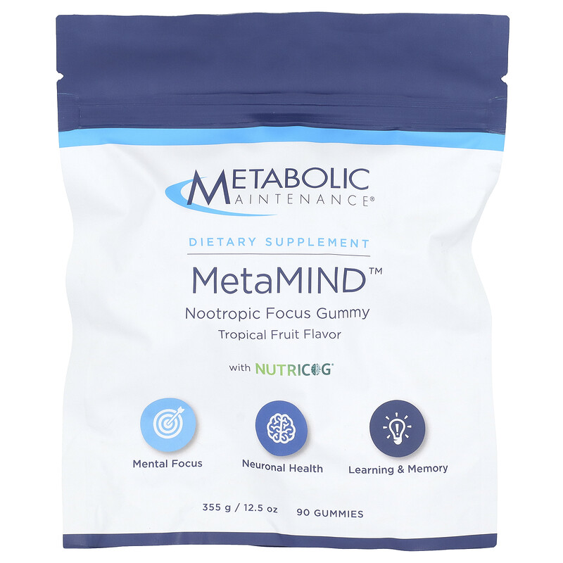 Metabolic Maintenance, MetaMIND , ноотропная жевательная таблетка с Nutricog, тропическими фруктами, 90 жевательных таблеток
Metabolic Maintenance, MetaMIND , ноотропная жевательная таблетка с Nutricog, тропическими фруктами, 90 жевательных таблеток