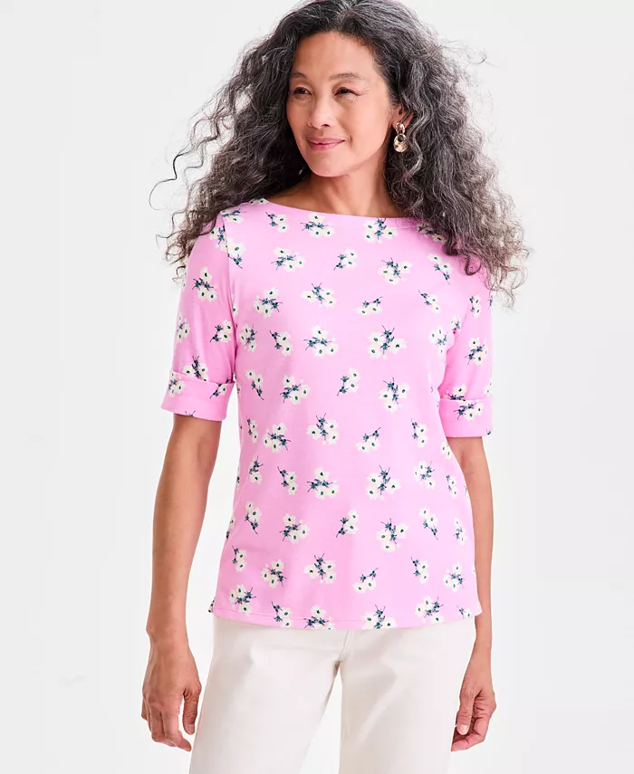 Женский трикотажный топ с принтом, вырезом-лодочкой и рукавами до локтя Style & Co, розовый
Женский трикотажный топ с принтом, вырезом-лодочкой и рукавами до локтя Style & Co, розовый