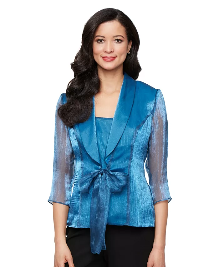 Женский шифоновый топ с завязками спереди и рукавами 3/4 Alex Evenings, синий
Женский шифоновый топ с завязками спереди и рукавами 3/4 Alex Evenings, синий