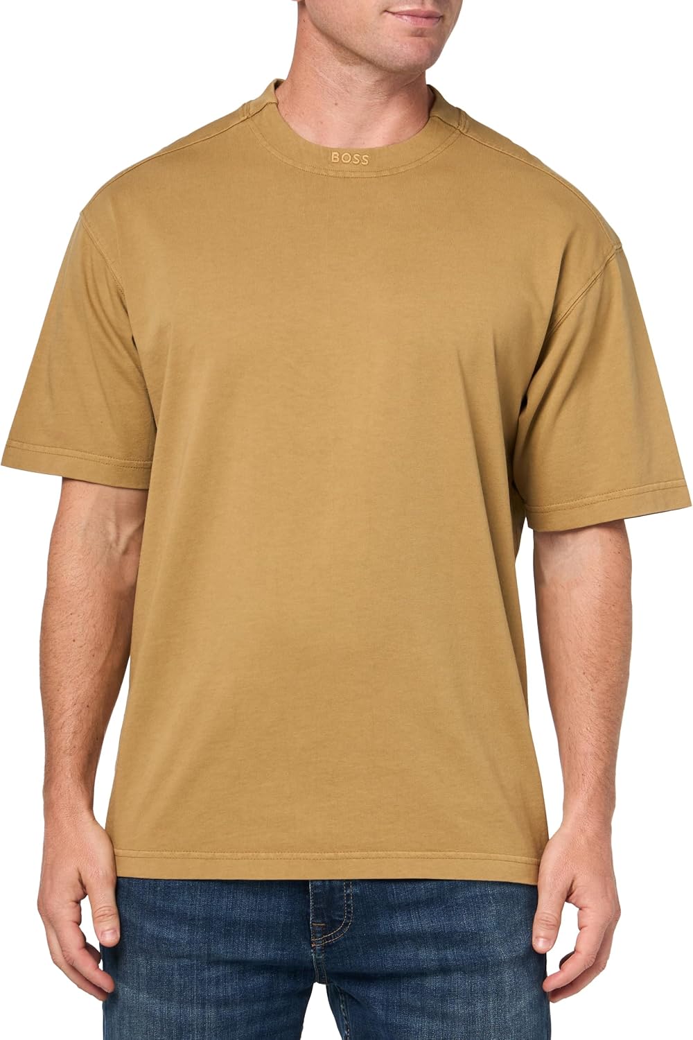 Мужская футболка BOSS с логотипом и воротником из одного джерси, Cappuccino
Мужская футболка BOSS с логотипом и воротником из одного джерси, Cappuccino