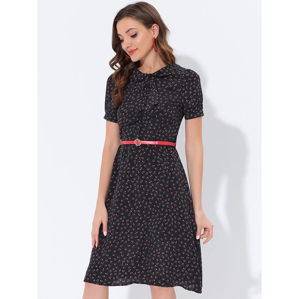 Женское элегантное платье с цветочным принтом и воротником Питера Пэна с поясом ALLEGRA K, черный
Женское элегантное платье с цветочным принтом и воротником Питера Пэна с поясом ALLEGRA K, черный