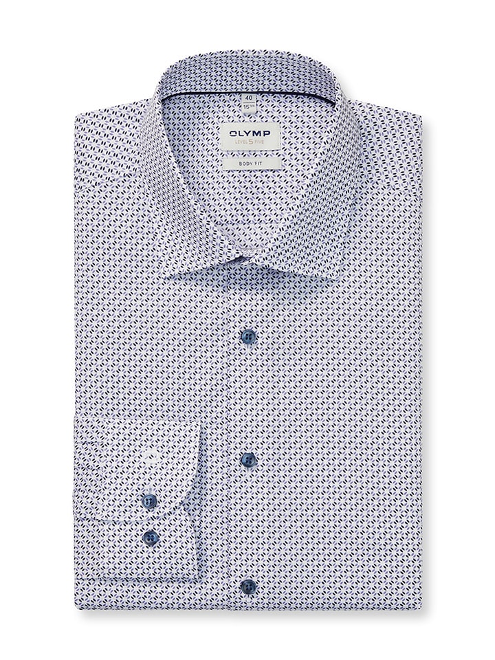 OLYMP Рубашка "Уровень 5" - облегающий крой - белого/синего/черного цвета
OLYMP Рубашка "Уровень 5" - облегающий крой - белого/синего/черного цвета
