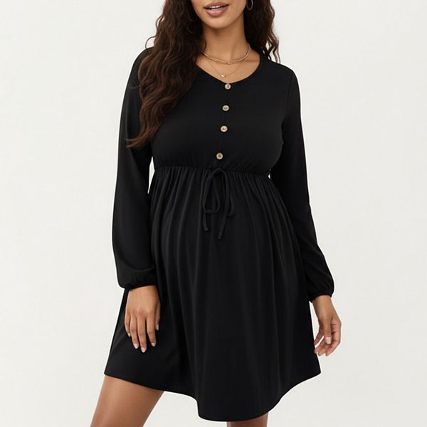 Женское платье для беременных с длинными рукавами, мягкая эластичная ткань, акценты на пуговицах спереди Anna-Kaci, Black
Женское платье для беременных с длинными рукавами, мягкая эластичная ткань, акценты на пуговицах спереди Anna-Kaci, Black