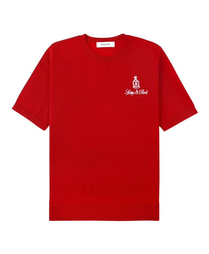 Рубиновый пуловер с короткими рукавами из мериносовой шерсти Sporty & Rich, красный
Рубиновый пуловер с короткими рукавами из мериносовой шерсти Sporty & Rich, красный